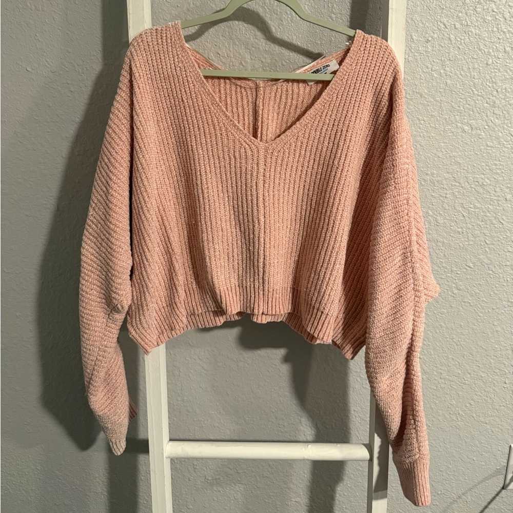 Double Zero Blush Pink V-Neck Knit Sweater
